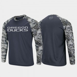 Oregon T-Shirt Mens Raglan Long Sleeve OHT Military Appreciation Charcoal Camo 312559-595