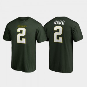 T.J. Ward Oregon T-Shirt #2 Name & Number College Legends Green Mens 990673-593
