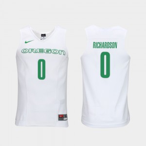 Will Richardson Oregon Jersey #0 For Men's White Authentic Performace Elite Authentic Performance College Basketball 428532-873