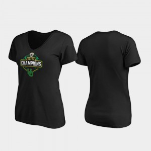 Black Oregon T-Shirt Womens V-Neck 2019 PAC-12 North Football Division Champions 334288-439