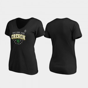 Oregon T-Shirt 2020 Rose Bowl Bound Black For Women Tackle V-Neck 470657-614