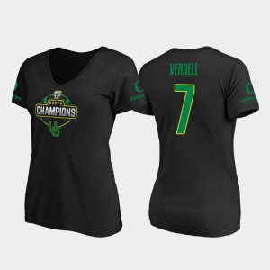 #7 Ladies Black CJ Verdell Oregon T-Shirt V-Neck 2019 PAC-12 North Football Division Champions 950252-365