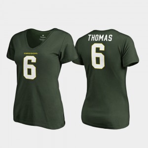 Womens V-Neck Green College Legends #6 De'Anthony Thomas Oregon T-Shirt 913056-895