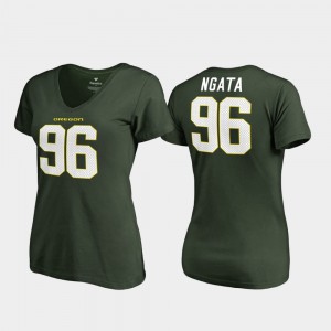 Ladies V-Neck College Legends Haloti Ngata Oregon T-Shirt #96 Green 821022-244