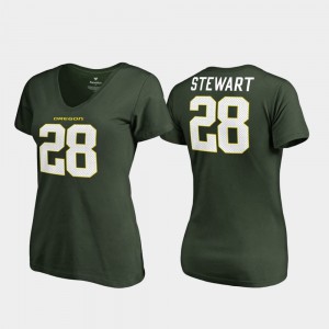 College Legends Women Jonathan Stewart Oregon T-Shirt Green V-Neck #28 359635-753
