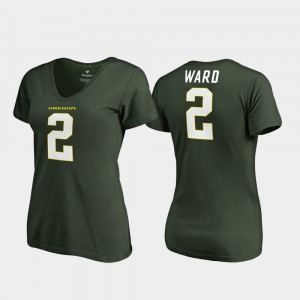 Green Ladies College Legends #2 V-Neck T.J. Ward Oregon T-Shirt 559223-839